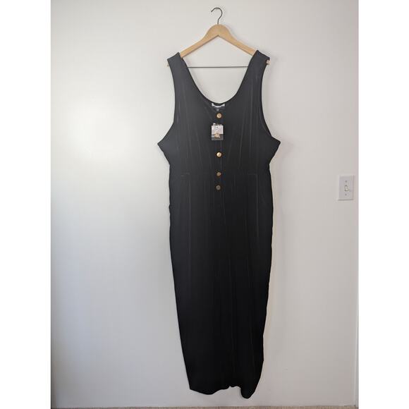 NWT Eloquii Elements Velvet Sleeveless Cropped Jumpsuit in Black Onyx - Picture 2 of 8